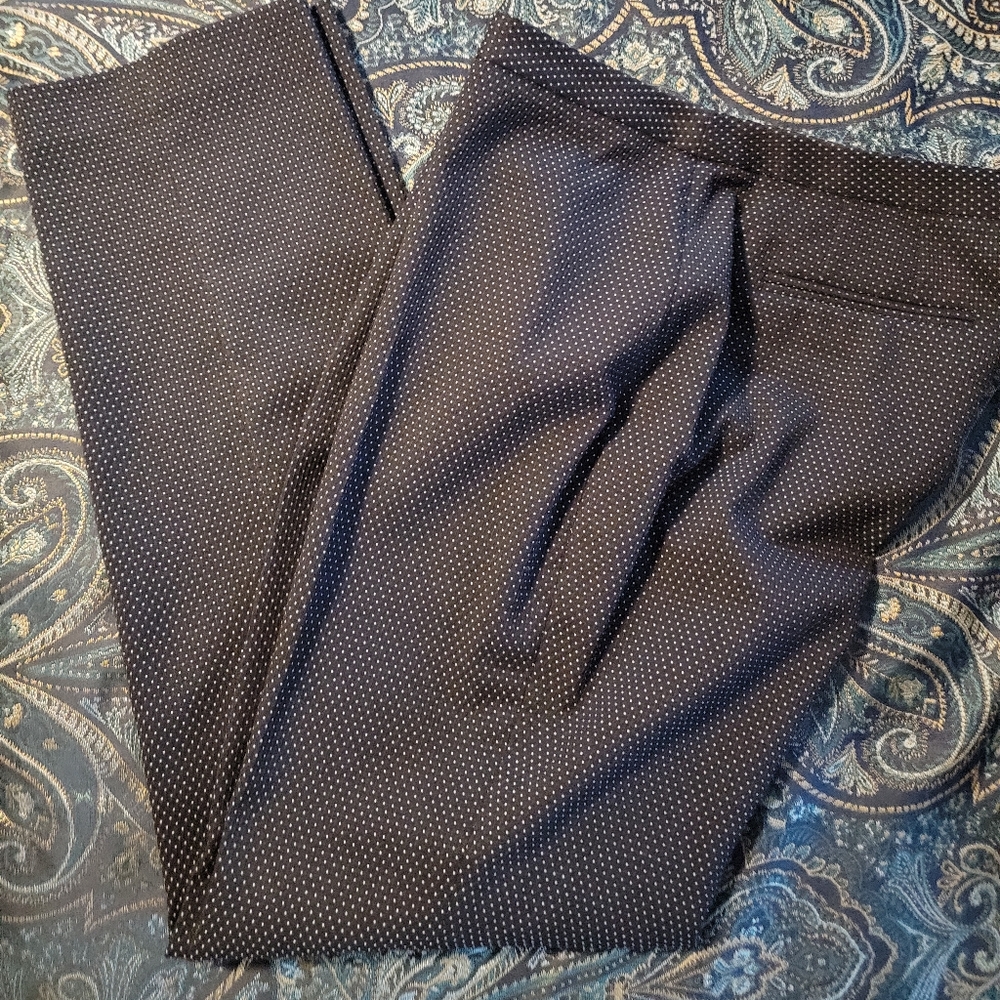 Karl Lagerfeld Women's Size 8 StraightLeg Button Up Navy Polka dots Work Pants